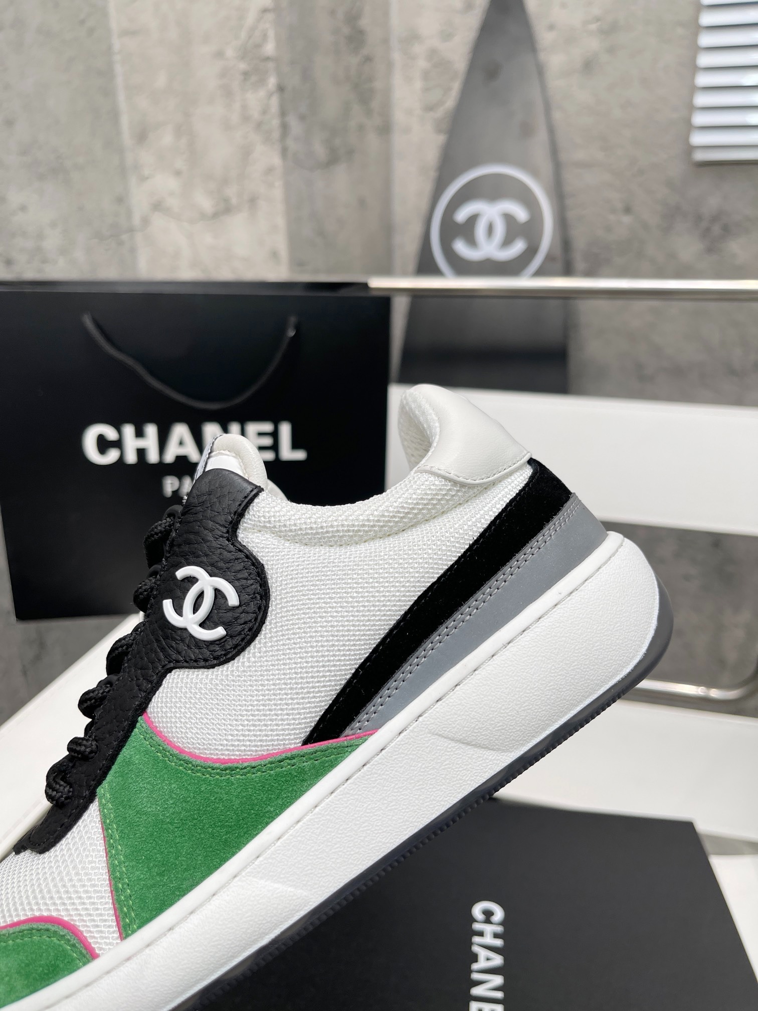 Ch**el Sneakers White/Green For Women, Women’s Shoes