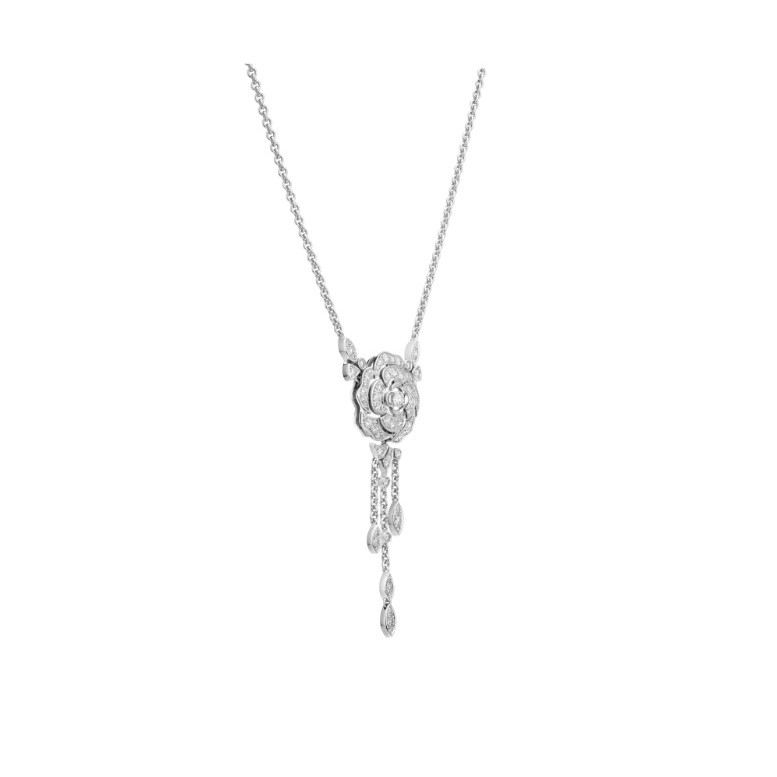 Ch**el Bouton De Camélia Transformable Necklace White Gold For Women J12445