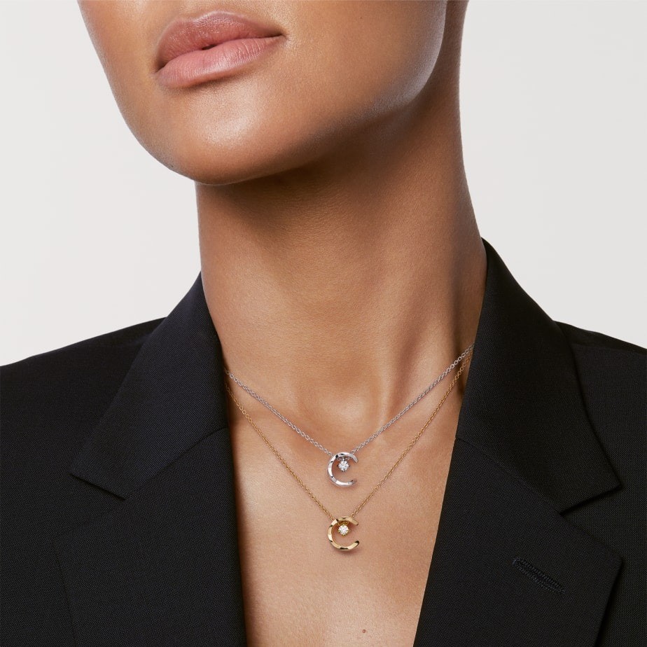 Ch**el Coco Necklace White Gold For Women J12104