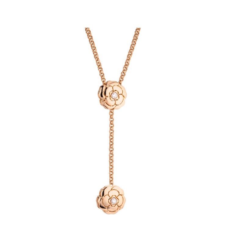 Ch**el Les Infinis De Camélia Necklace Rose Gold For Women J11877