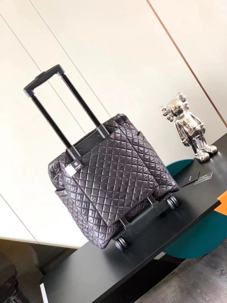 Ch**el Quilted Suitcase Black 17.7 in/45cm