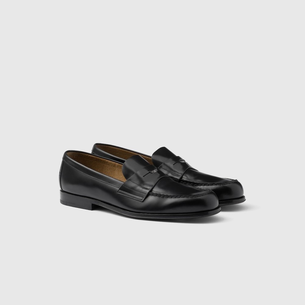 Pra*a Brushed Leather Loafers Black For Men 2DB201_055_F0002_F_C000
