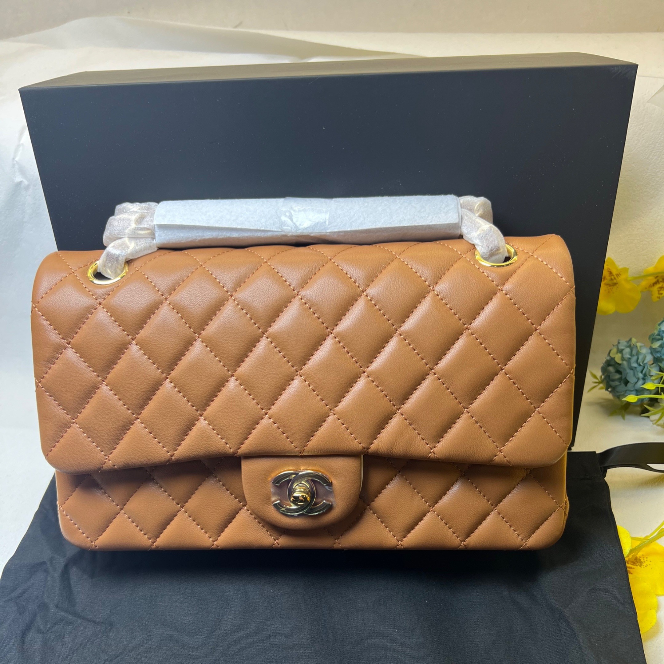 [True-to-ORIGINAL] Ch**el Classic Dark Beige Handbag For Women 9.8in/25cm