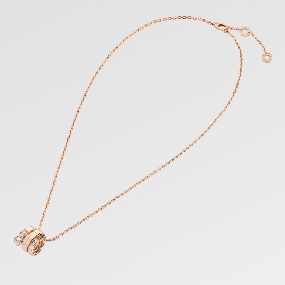 Bv1g*ai Serpenti Viper Necklace Rose Gold For Women 357794