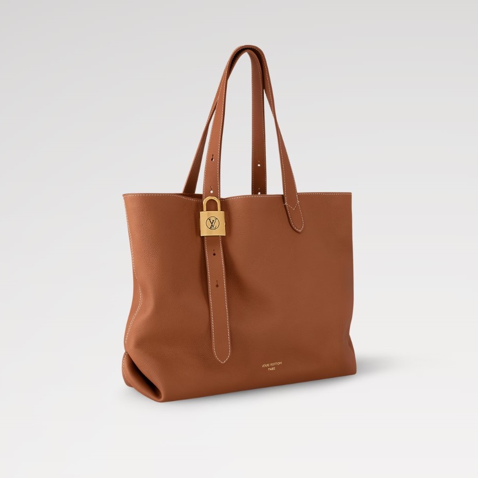 L0vis Vvtt0n Low Key Cabas MM Bag Cognac Brown For Women 18.5in/47cm M25342