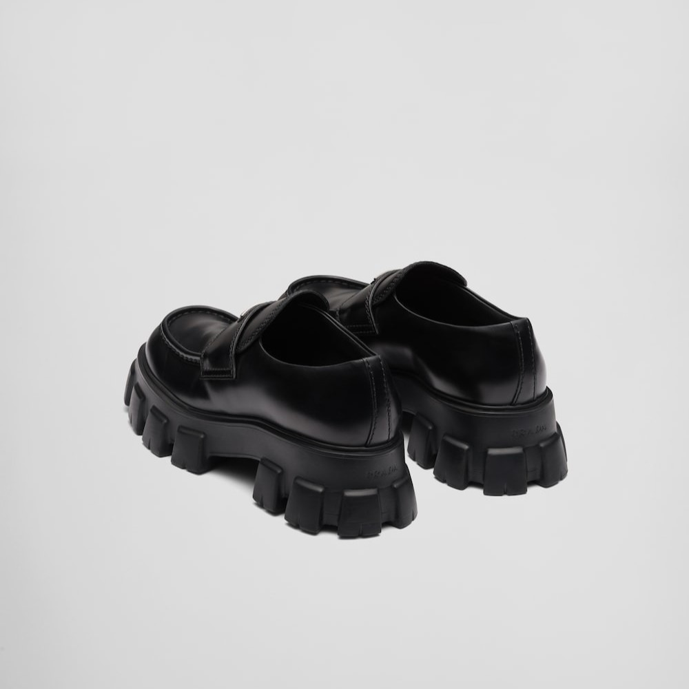 Pra*a Leather Loafers Black For Men 2DE129_B4L_F0002