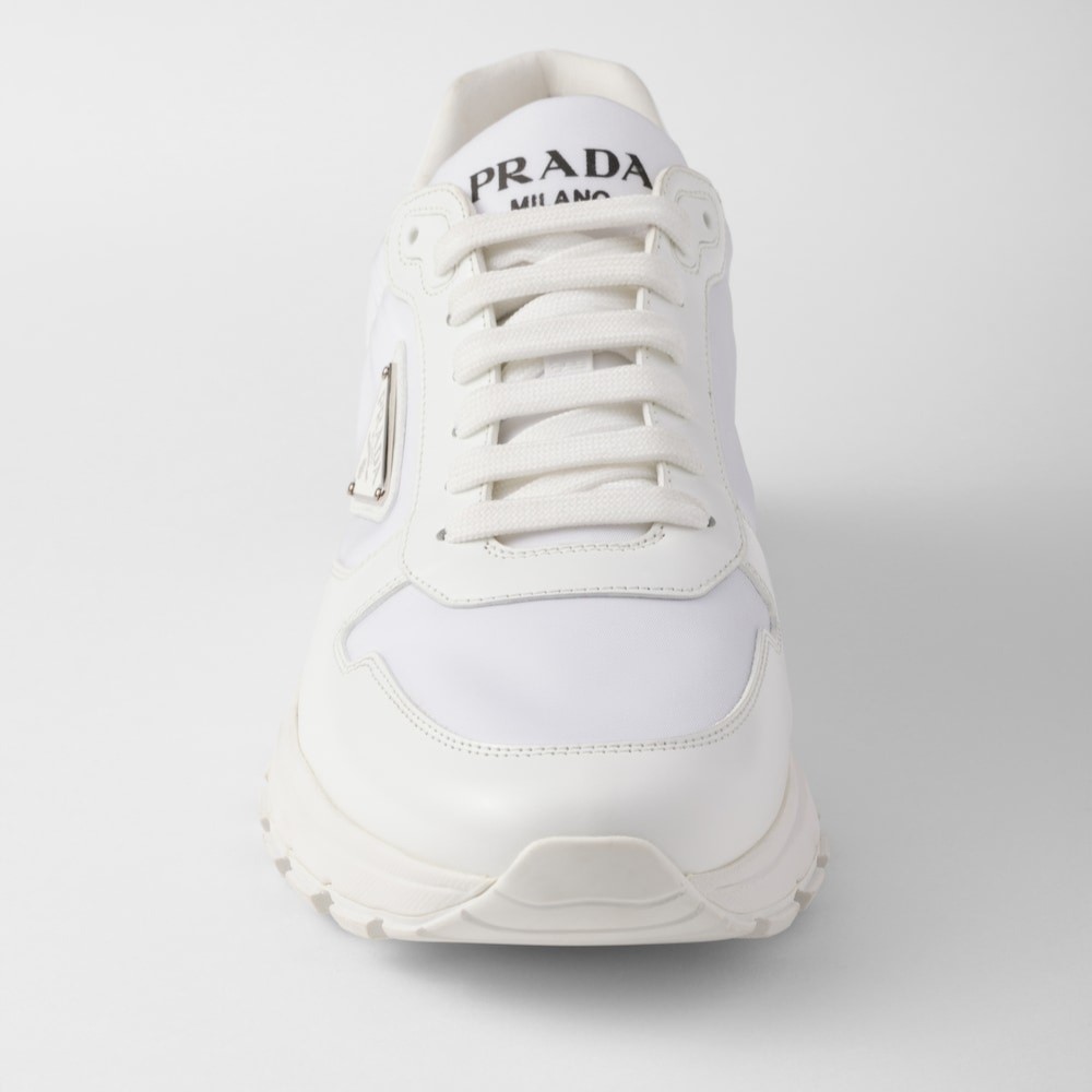 Pra*a Prax 01 Re-Nylon And Brushed Leather Sneakers White For Men 2EE369_3LF5_F0009_F_G000