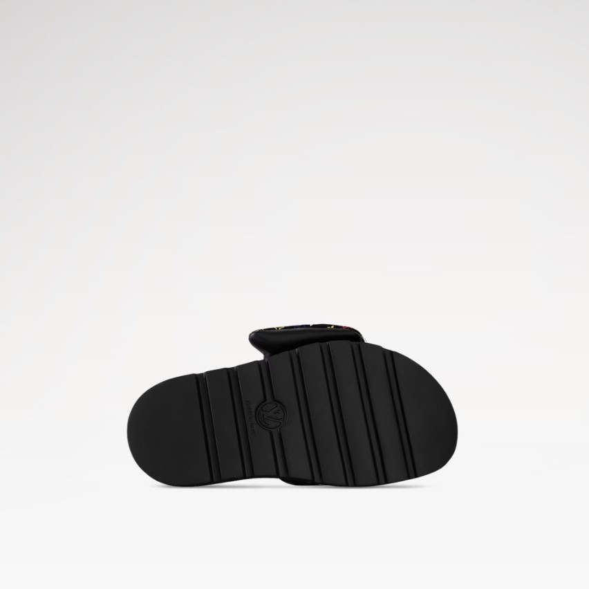 L0vis Vvtt0n LV x TM Pool Pillow Flat Comfort Mule Black For Women 1AGVRH