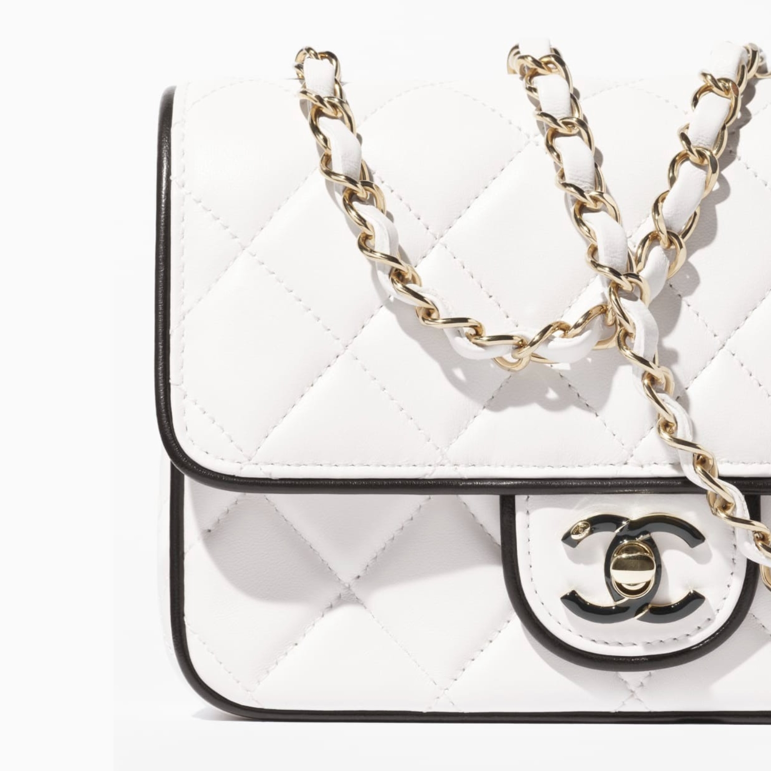 Ch**el Mini Flap Bag White/Black 7.7in/19.5cm For Women AS5151-B19381-NAFJQ