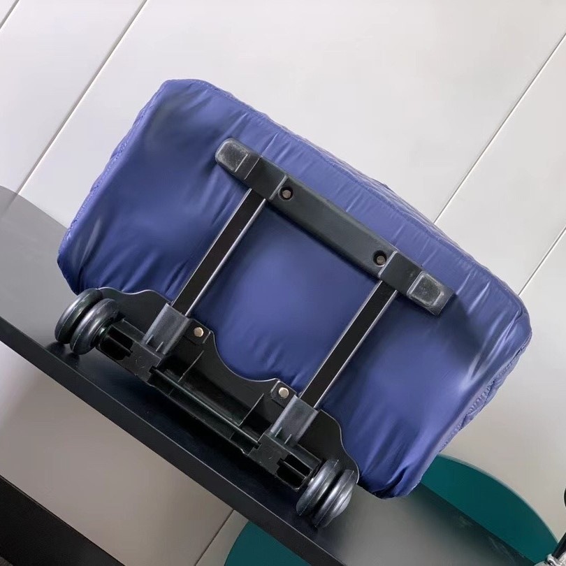 Ch**el Classic Quilted Suitcase Blue 17.7in/45cm