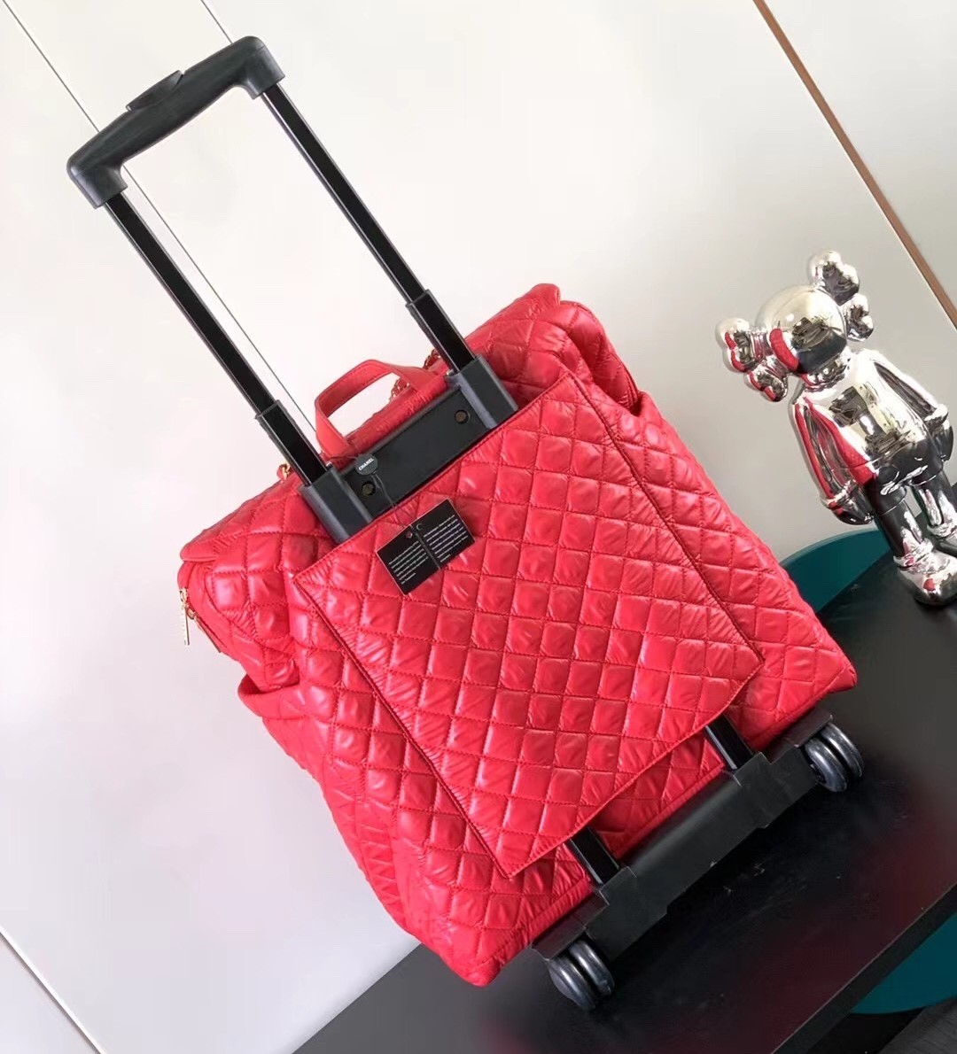 Ch**el Classic Quilted Suitcase Red 17.7in/45cm