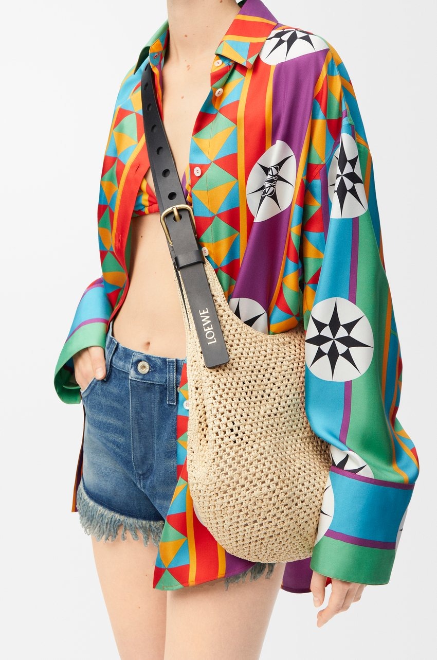 L0ew* Small Punch Hole Hobo Raffia Natural For Women 43cm/17in – A914W86X01