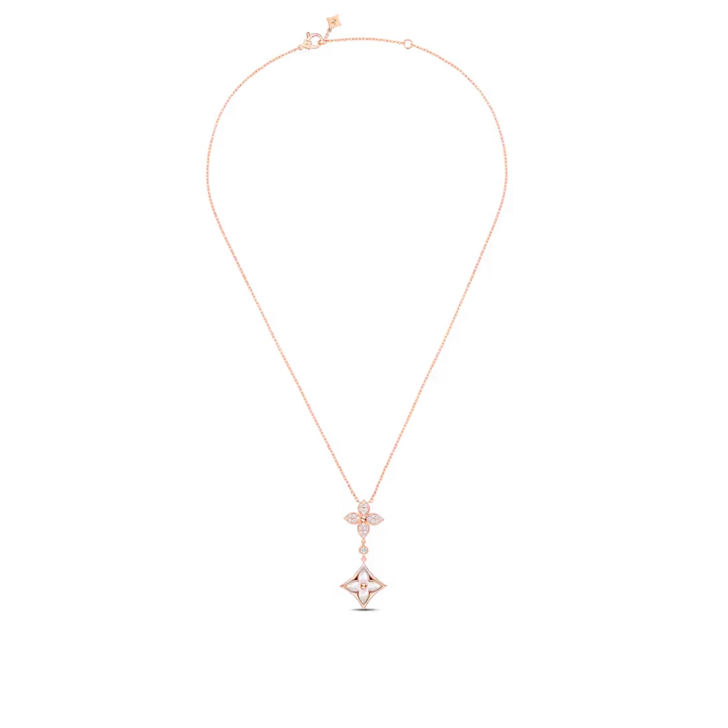 L0vis Vvtt0n Color Blossom Double Star Pendant Necklace Pink-Toned For Women Q94676