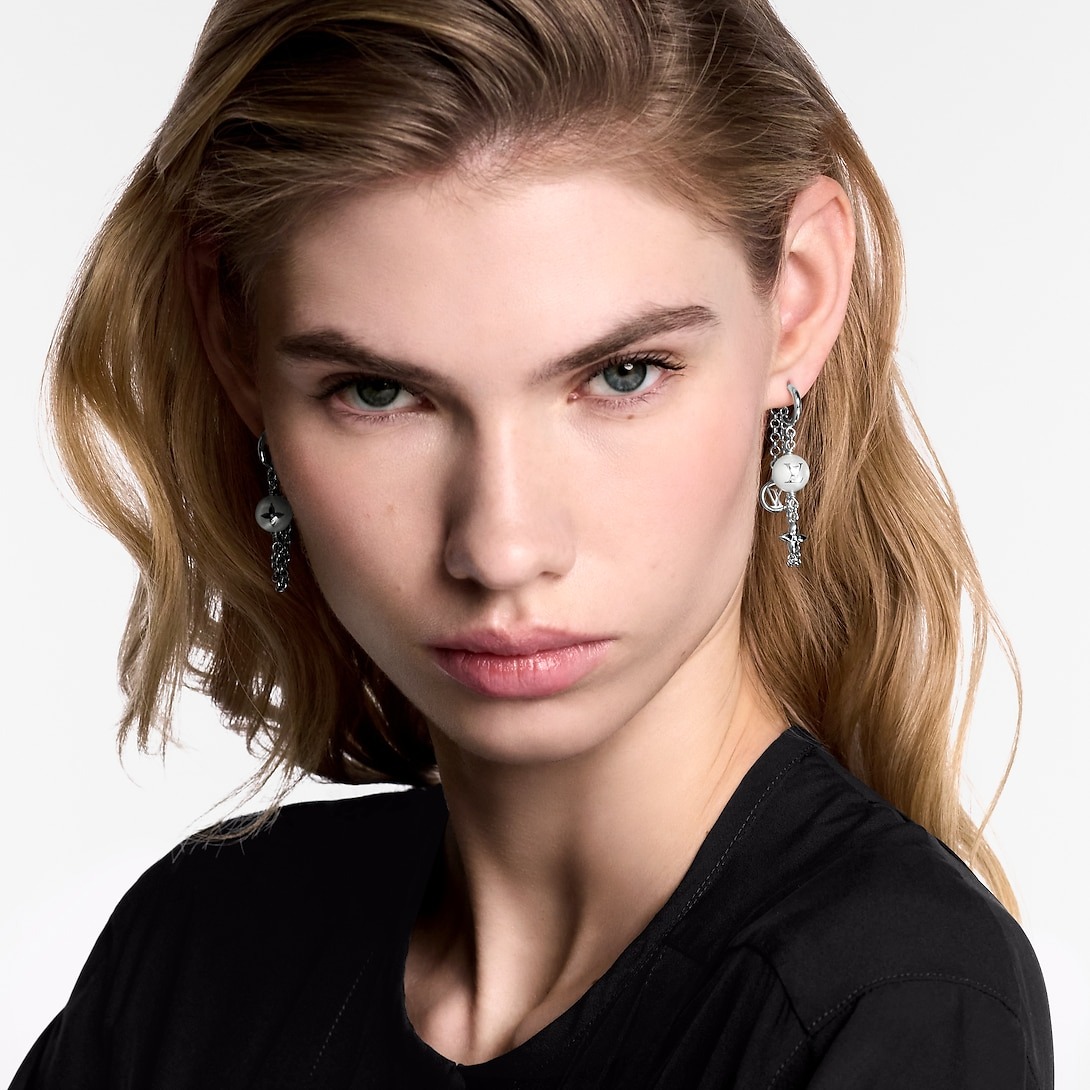 L0vis Vvtt0n Mix Chains Earrings Silver-Toned For Women – M02514