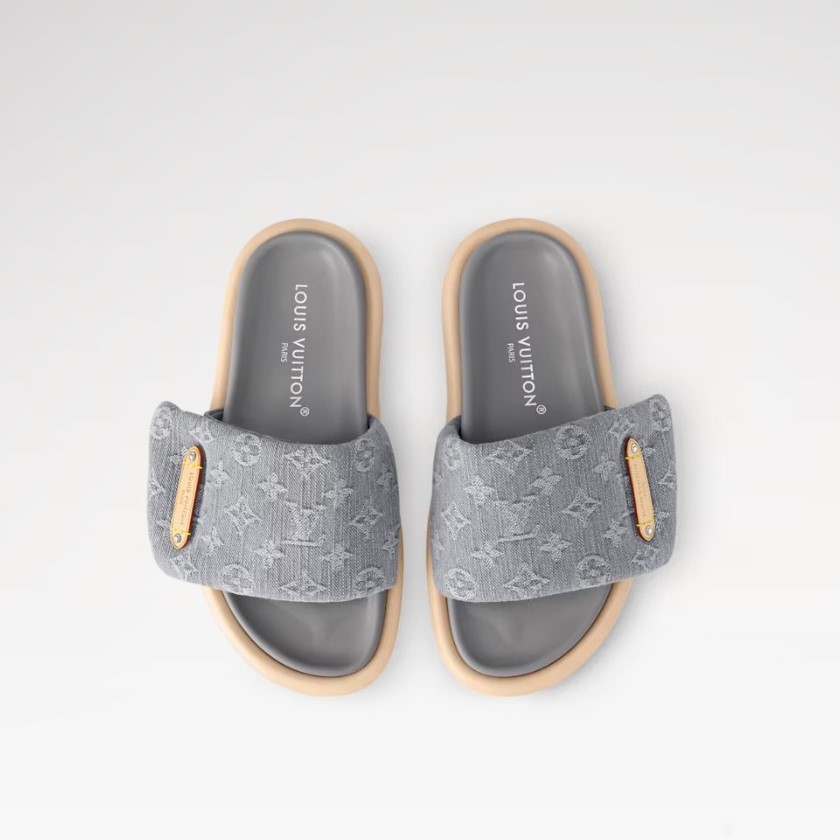 L0vis Vvtt0n Pool Pillow Flat Comfort Mule Grey For Women 1AGUZX