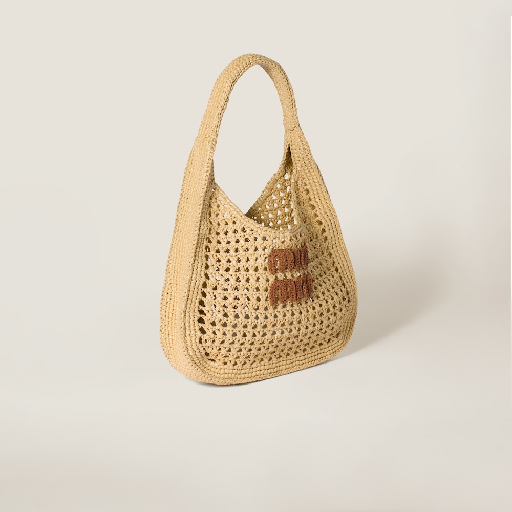 Miu Miu Raffia-Effect Woven Hobo Bag Beige For Women 30cm/12in – 5BC164_ADO1_F0A5T_V_OOO