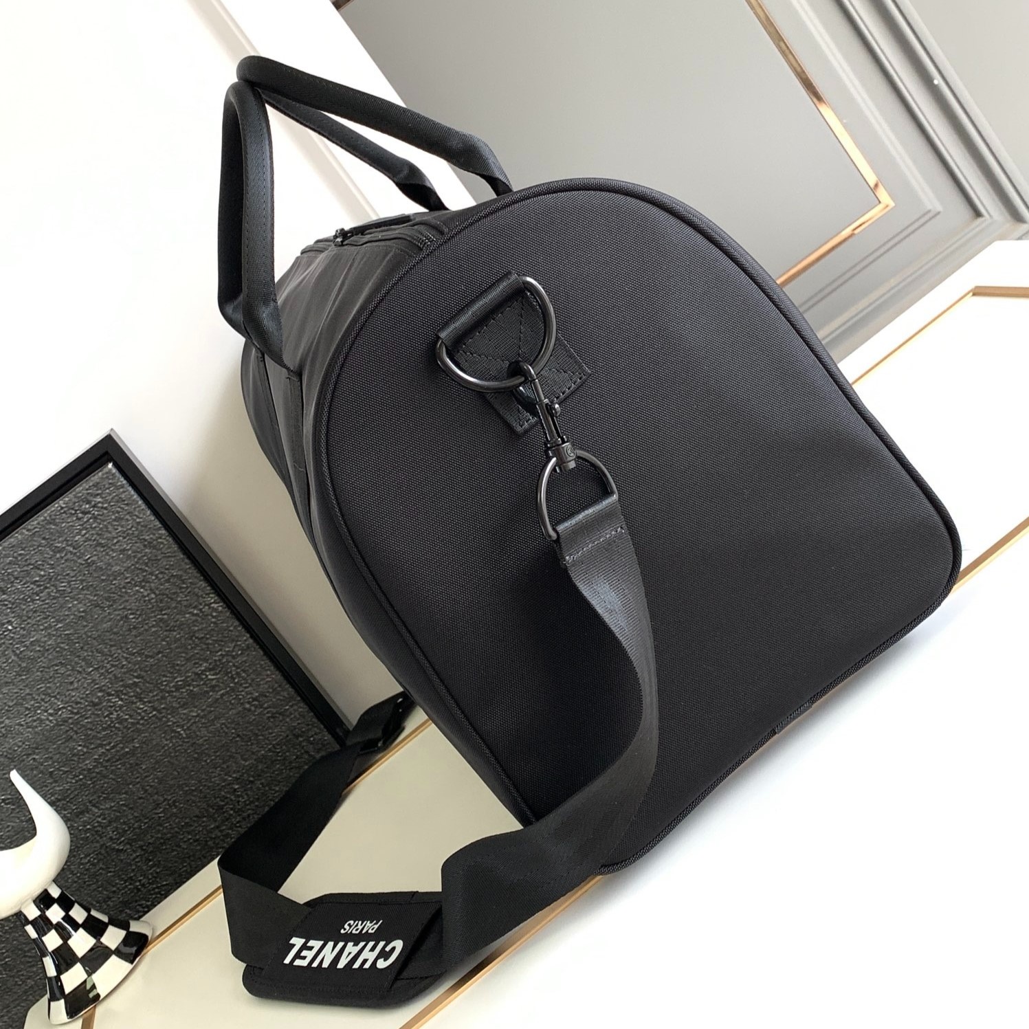 Ch**el Novelty Boston Travel Bag Black For Women 17.7in/45cm