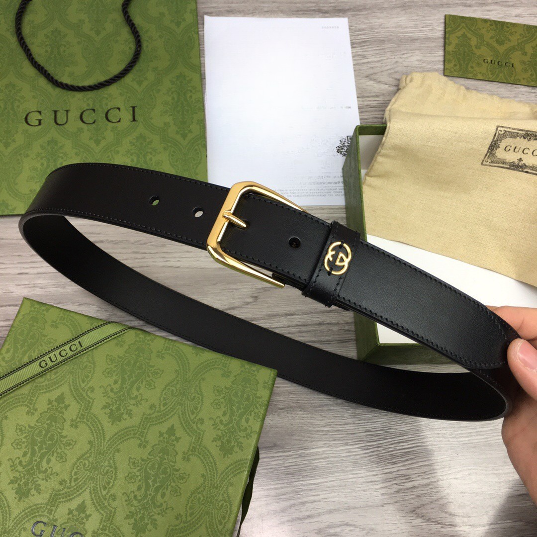 Gvc*1 Belt With Interlocking G Detail 35mm Black For Men ‎673921 AP00G 1000