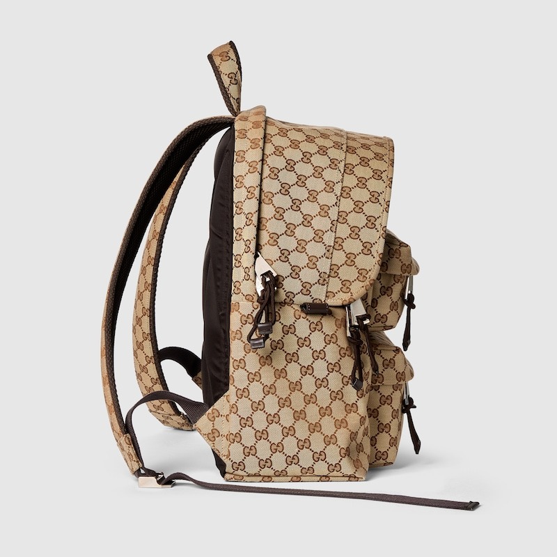 Gvc*1 GG Canvas Medium Backpack Beige And Dark Brown For Men 14.4in/37cm 800265 FADSC 9852