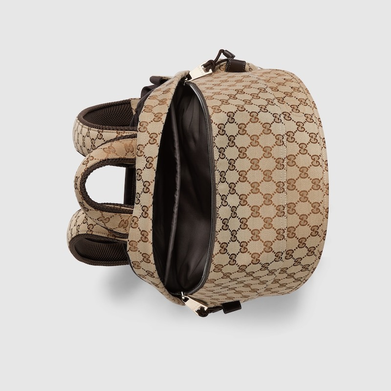 Gvc*1 GG Canvas Medium Backpack Beige And Dark Brown For Men 14.4in/37cm 800265 FADSC 9852