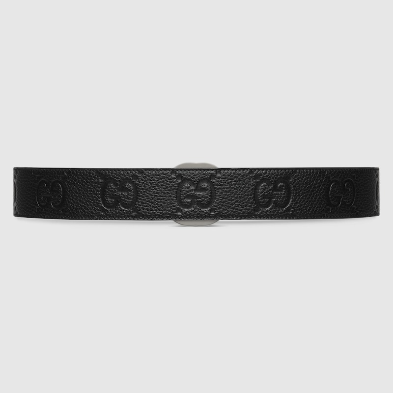 Gvc*1 Wide Belt 40mm With Interlocking G Buckle Black For Men 794196 AABZA 1000
