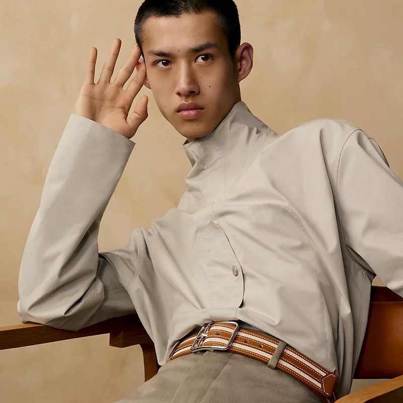 H**me5 Half Cod Riviera 38 Reversible Leather Belt 38mm Ecru/Beige H011767UKAA085