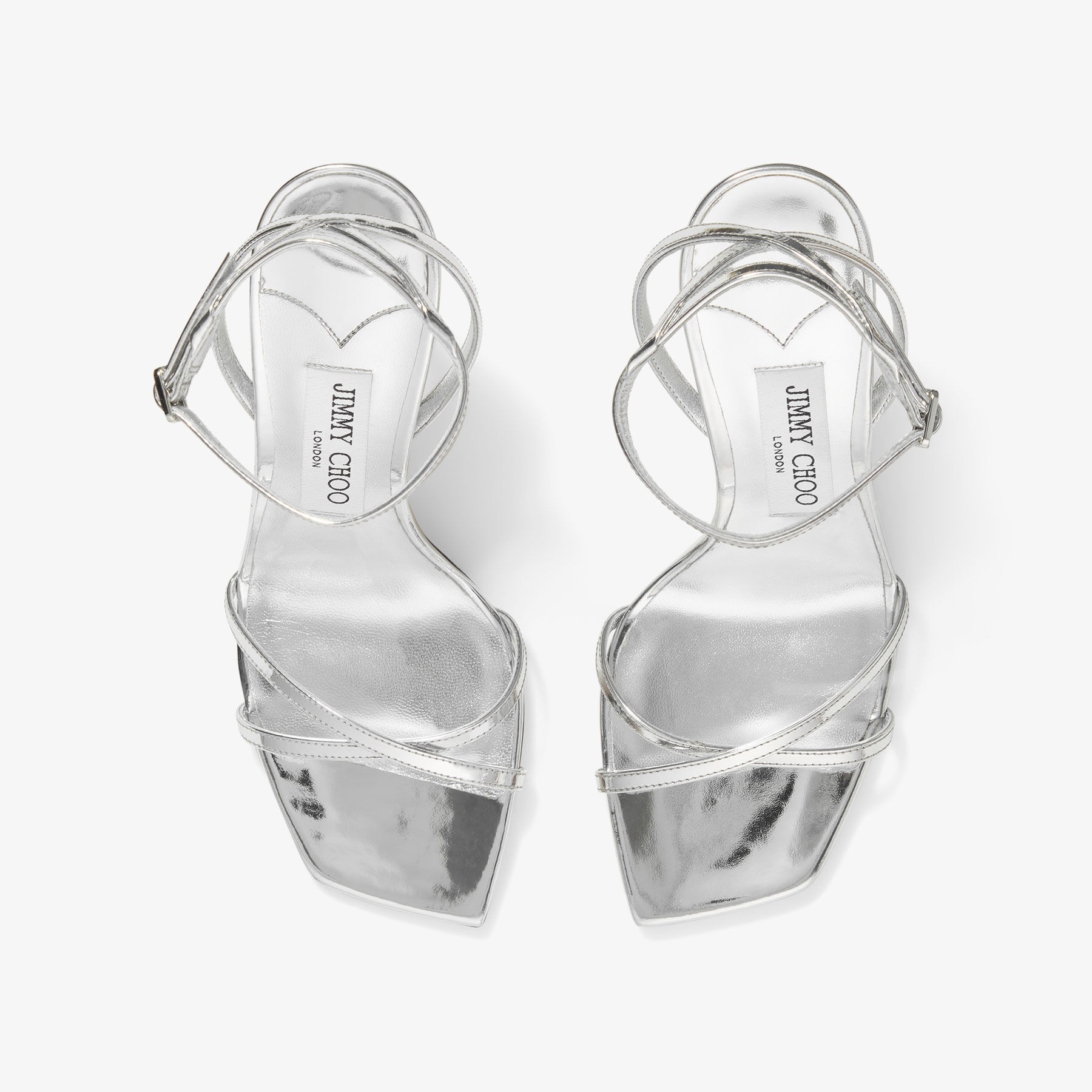 J1m*y Ch00 Metz 100 Metal Leather Sandal Silver For Women METZ100QUI