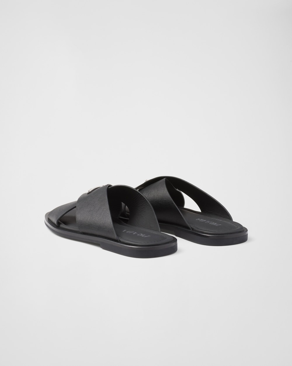 Pra*a Saffiano Crisscross Slides Black For Men – 2X3081_053_F0002_F_X001
