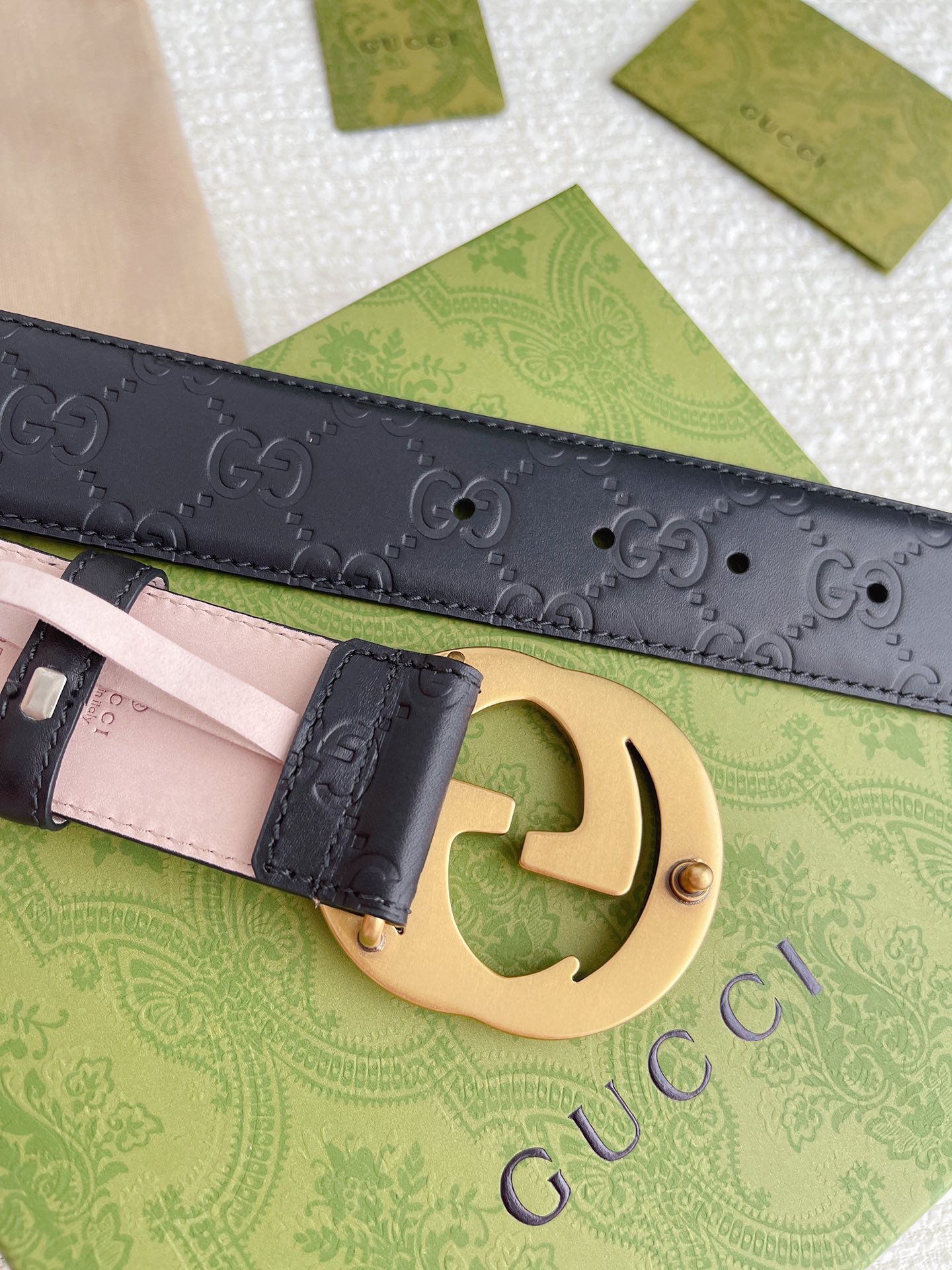Gvc*1 GG Marmont Embossed Monogram Belt Black 40mm