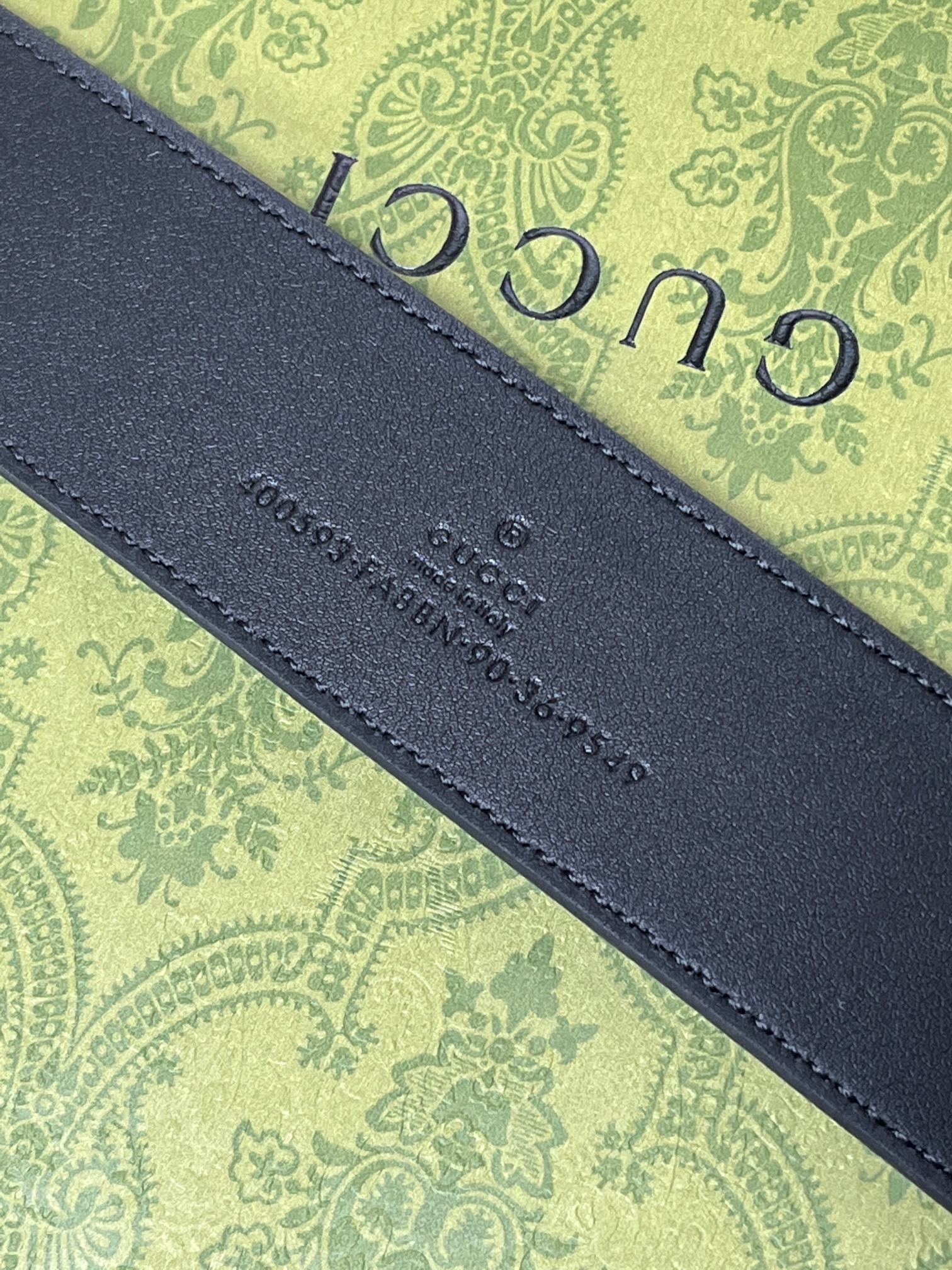 Gvc*1 GG Marmont Circle Buckle Belt Black Leather With Black Trim 40mm