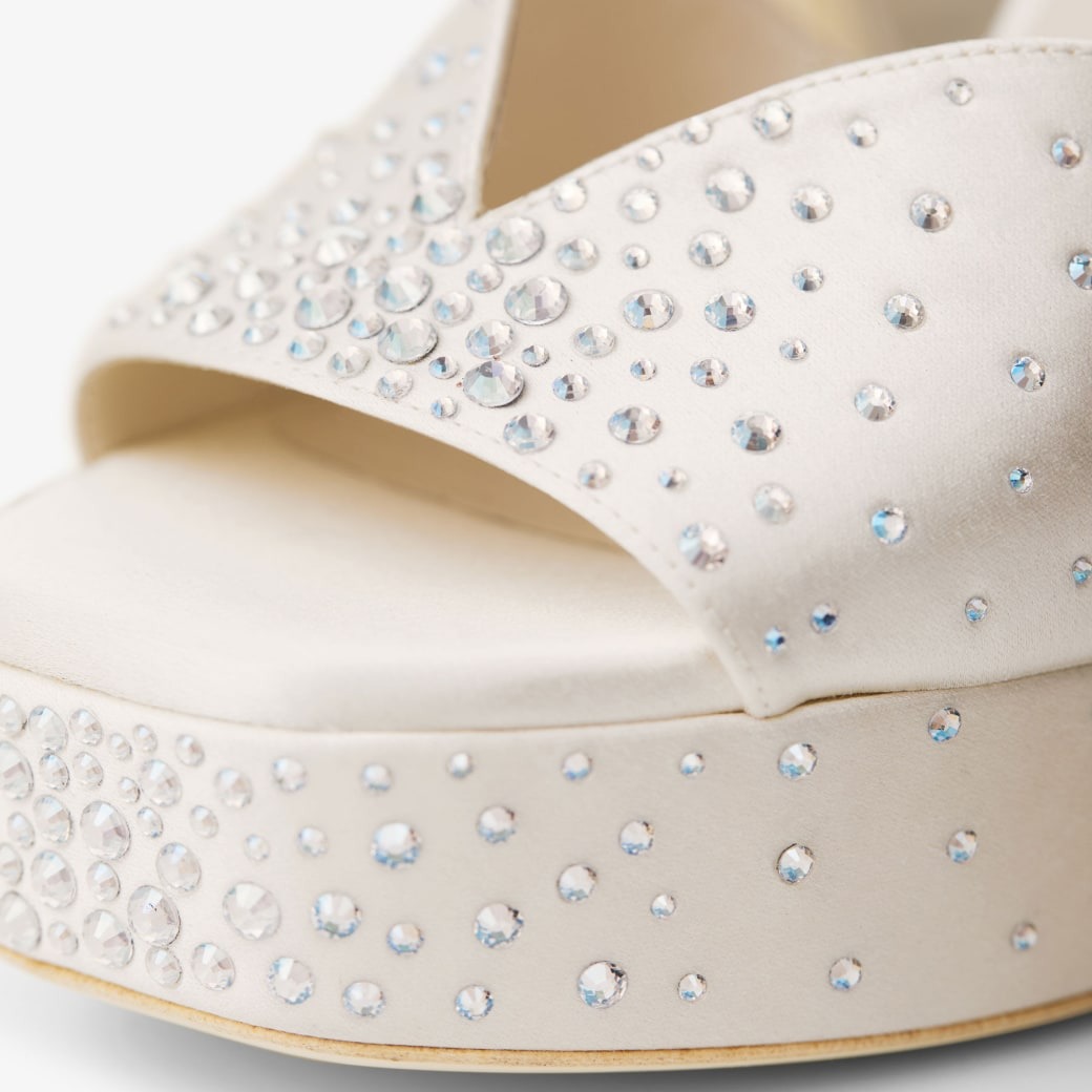 J1m*y Ch00 Karli Platform 125 Ivory/Crystal For Women KARLIPF125BRZ