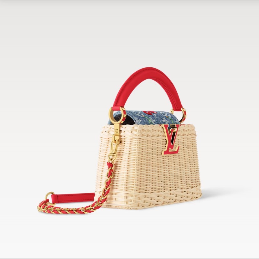 [True-to-ORIGINAL] L0vis Vvtt0n LV x TM Capucines Mini Rattan For Women 8.3in/21cm M14295