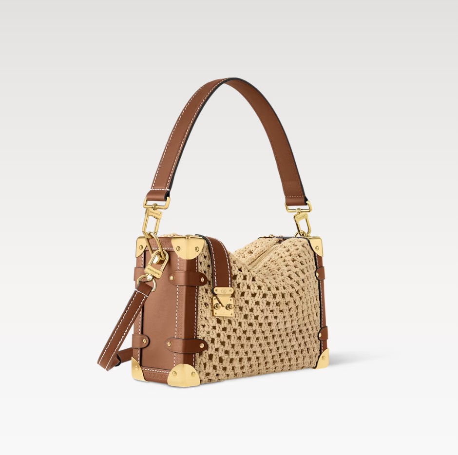 L0vis Vvtt0n Side Trunk MM Raffia Natural/Brown For Women 9.3in/23.5cm M14405