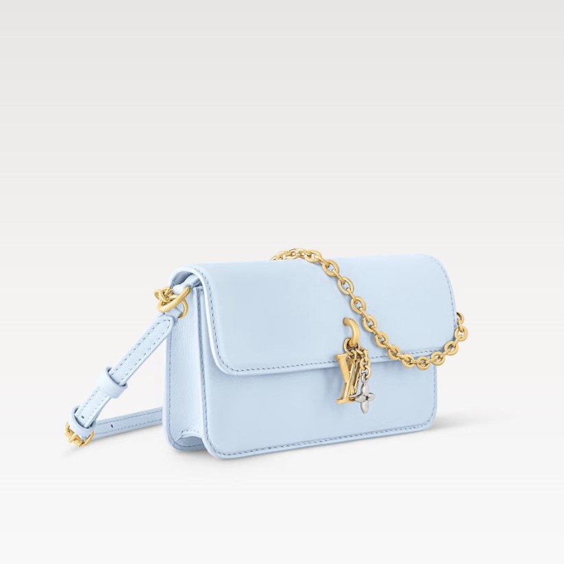 [True-to-ORIGINAL] L0vis Vvtt0n Wallet On Chain LV Bloom Azure Blue For Women 7.9in/20cm M14547