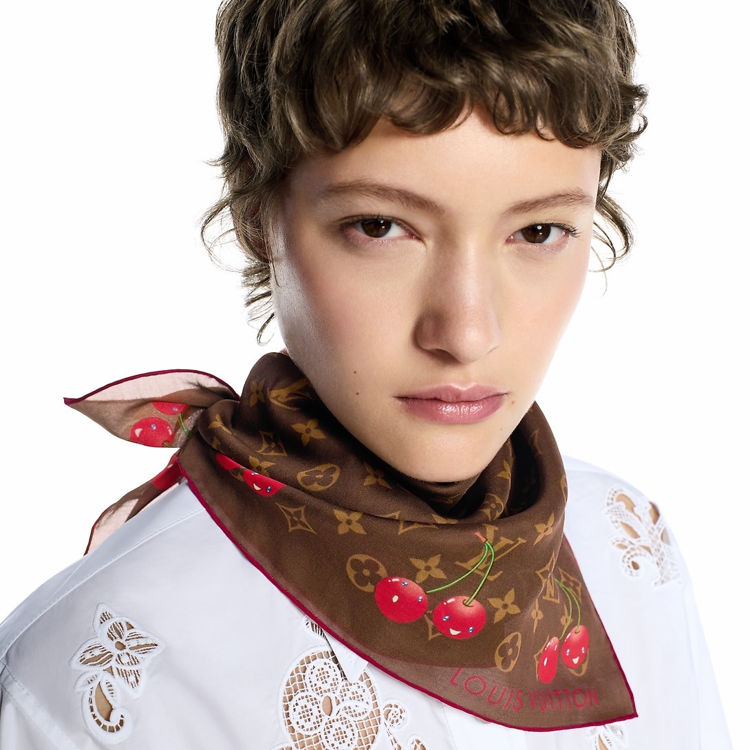 L0vis Vvtt0n LV x TM Monogram Cerise Square 55 Brown For Women 21.7in/55cm M96090