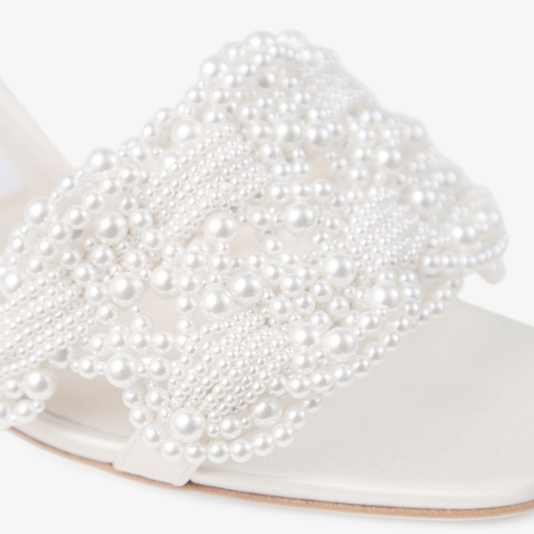 J1m*y Ch00 Cary Mule 70 Ivory/White For Women CARYMULE70OBD