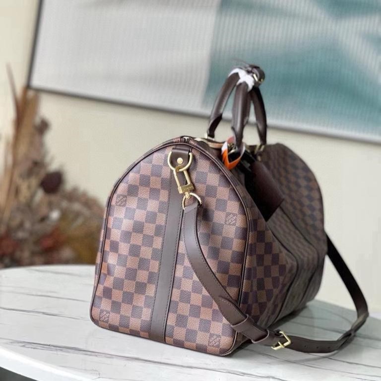 [True-to-ORIGINAL] L0vis Vvtt0n Keepall Bandoulière 50 Damier Ebene Canvas Bag Brown For Men 19.7in/50cm