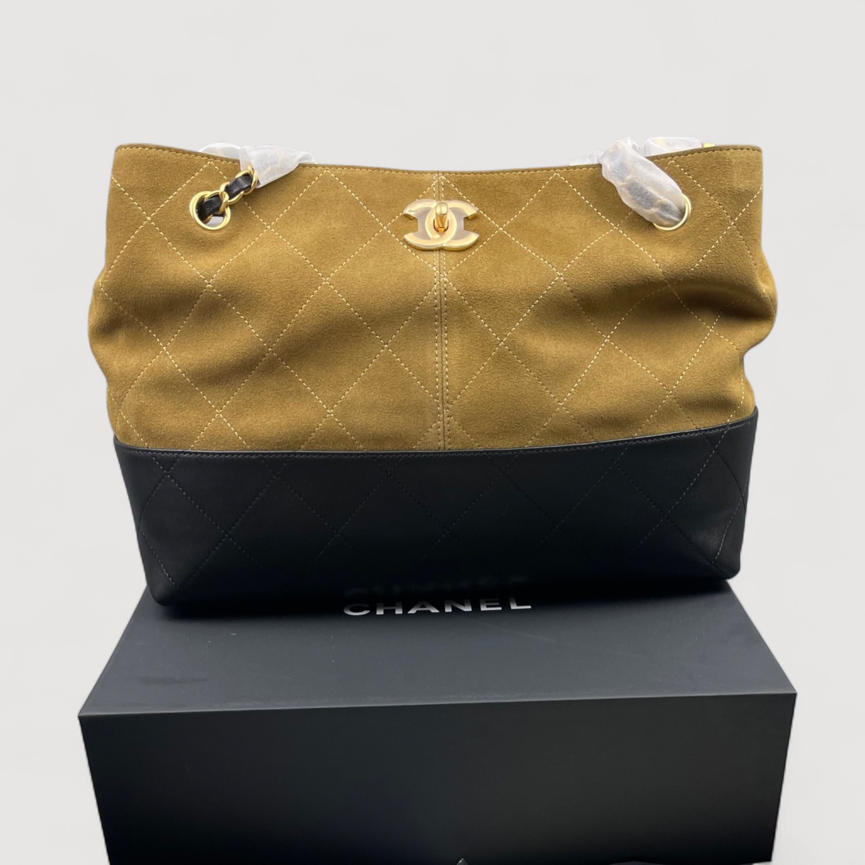 [True-to-ORIGINAL] Ch**el Small Shopping Bag Beige/Black For Women 14.2in/36cm AS5634-B20827-U1536