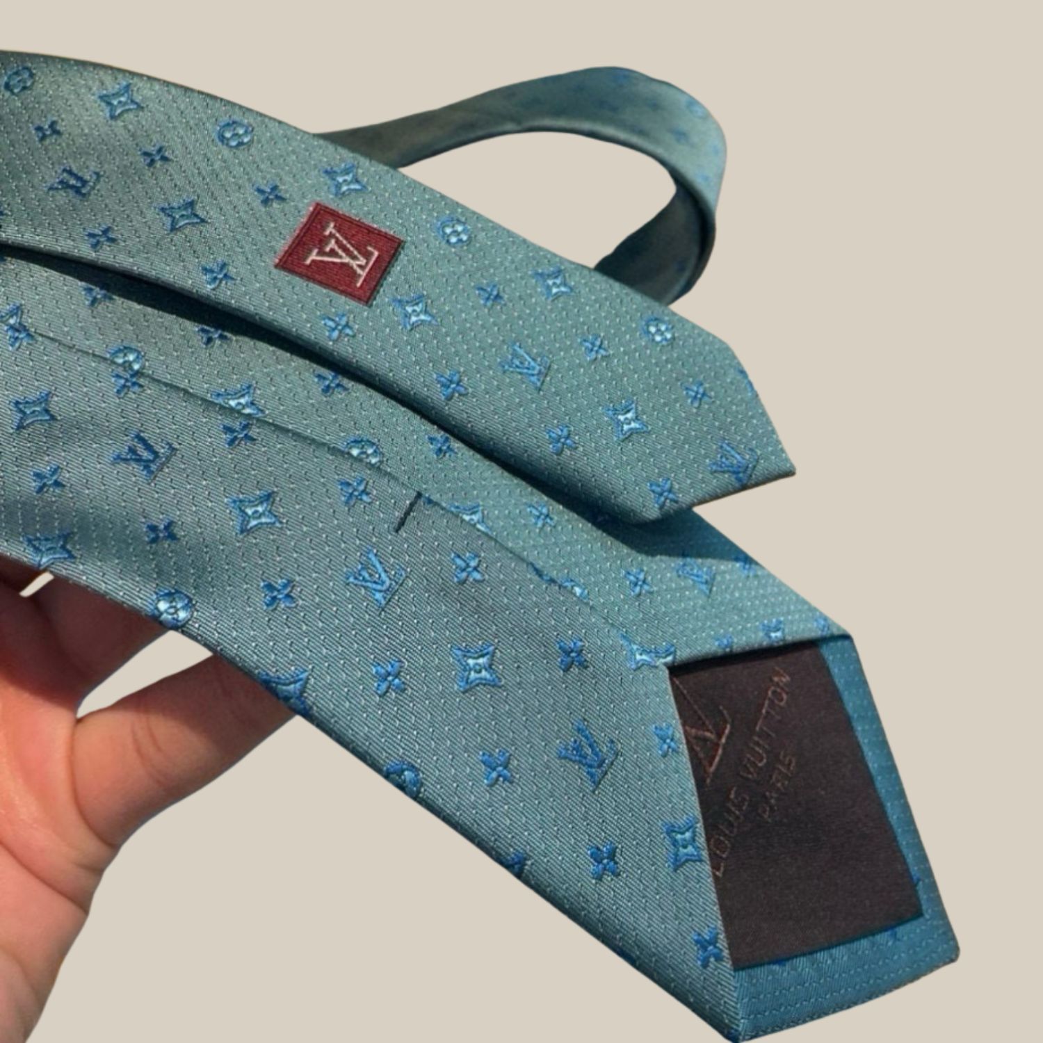 L0vis Vvtt0n Signature Monogram Silk Tie Mint For Men
