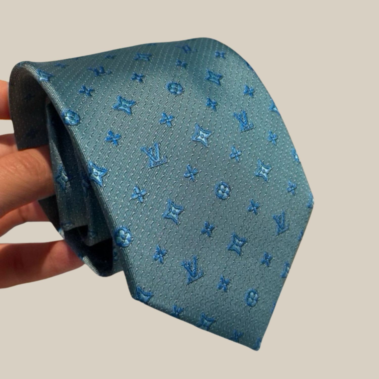 L0vis Vvtt0n Signature Monogram Silk Tie Mint For Men