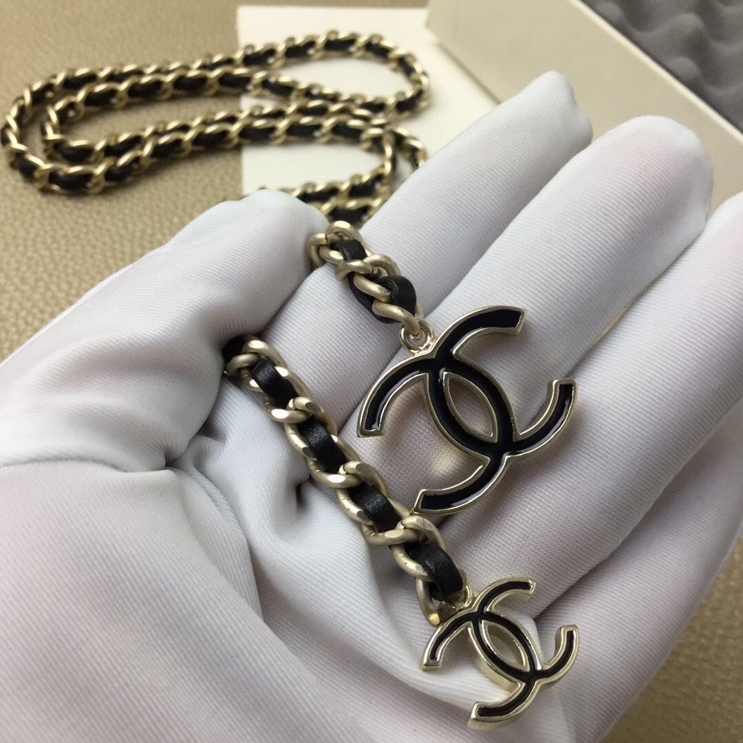 Ch**el CC Logo Chain Belt Black For Women