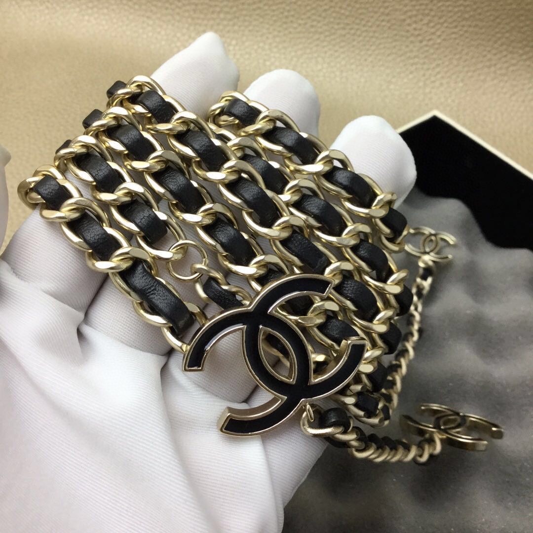 Ch**el CC Logo Chain Belt Black For Women