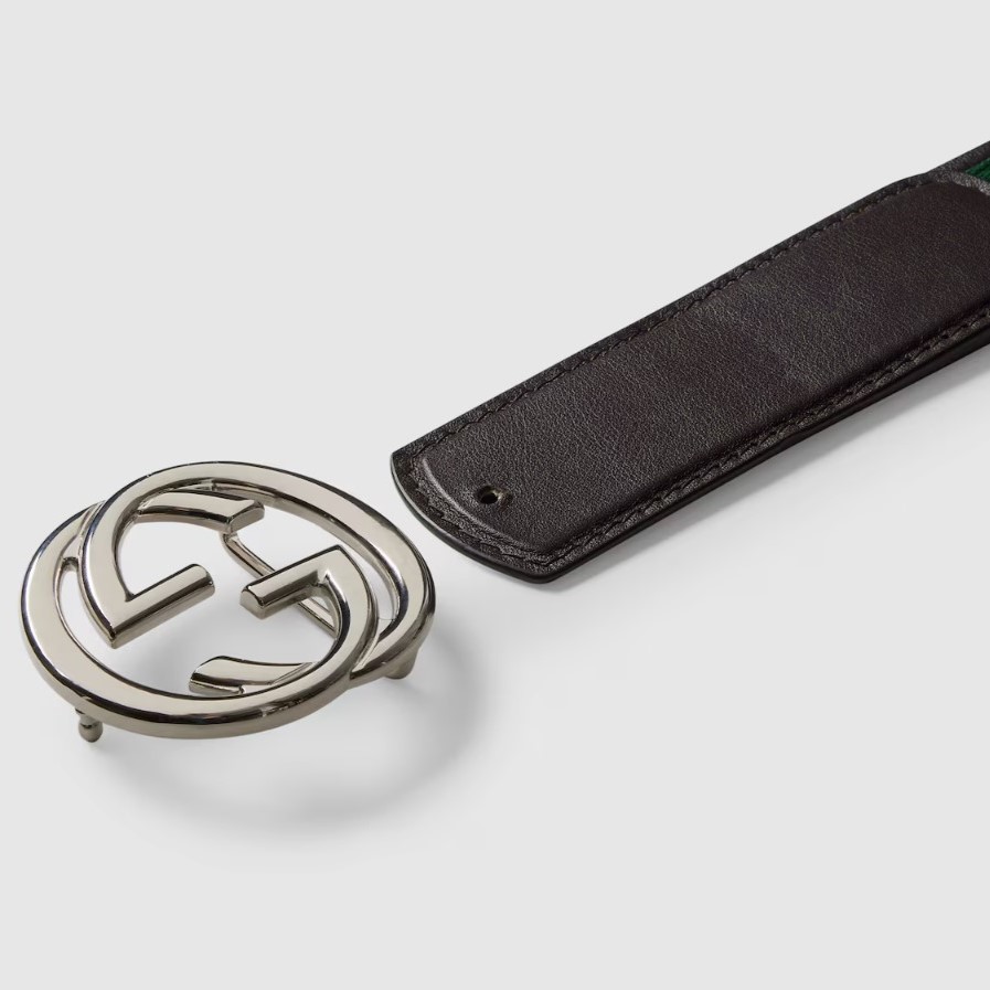 Gvc*1 Reversible Belt With Interlocking G Buckle Green/Red 38mm For Men 849862 CWLST 2054