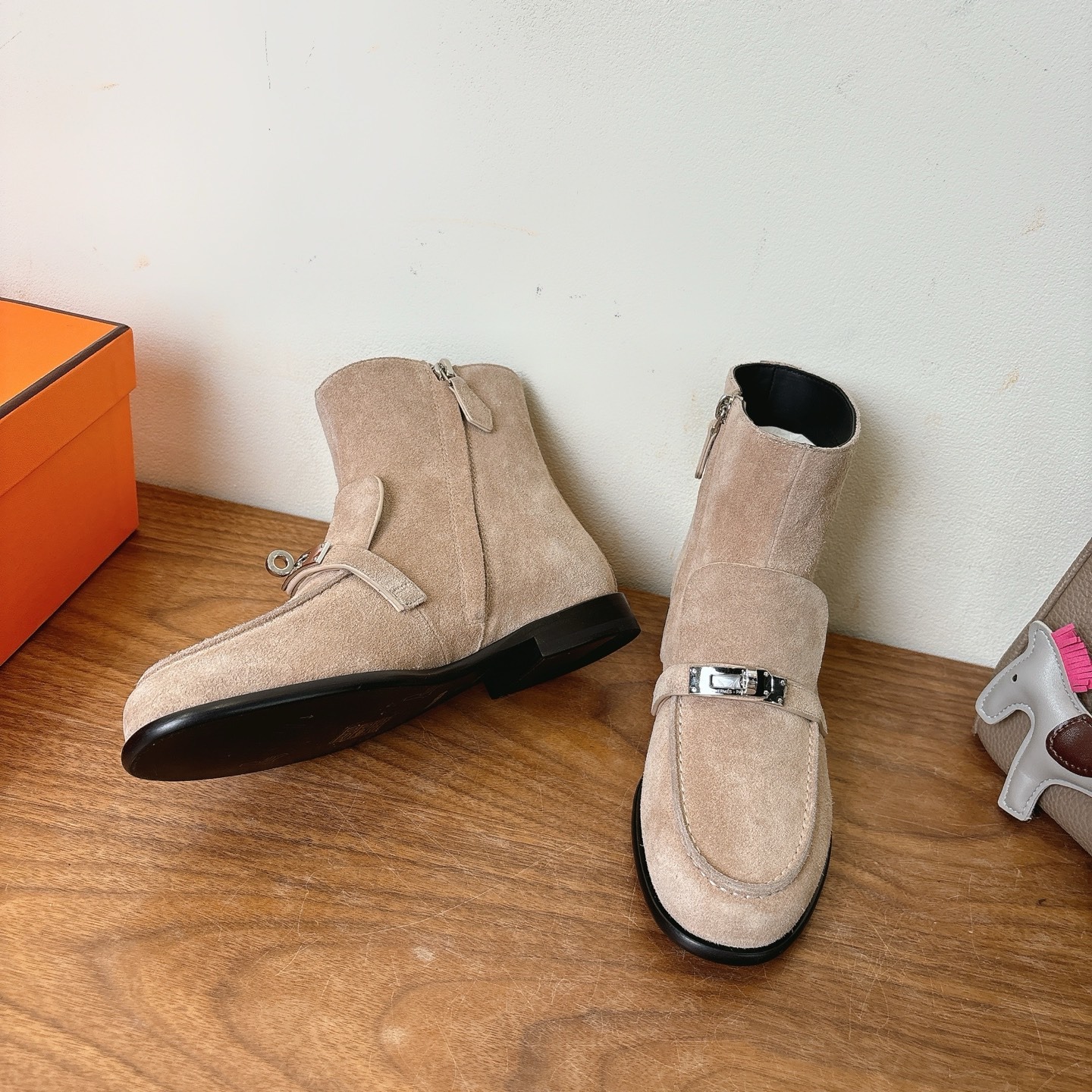 H**me5 Kelsy Ankle Boots Beige Camel For Women H251004Z D1355