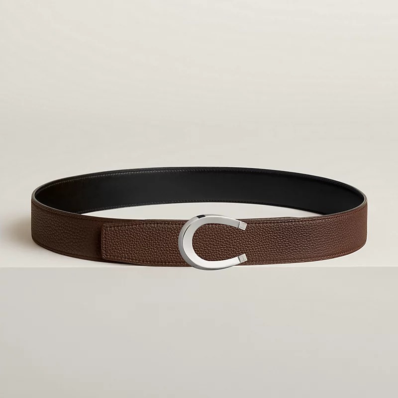 H**me5 Luck Belt Buckle Reversible Leather Strap 38mm Noir/Chocolat For Men H010412CK05