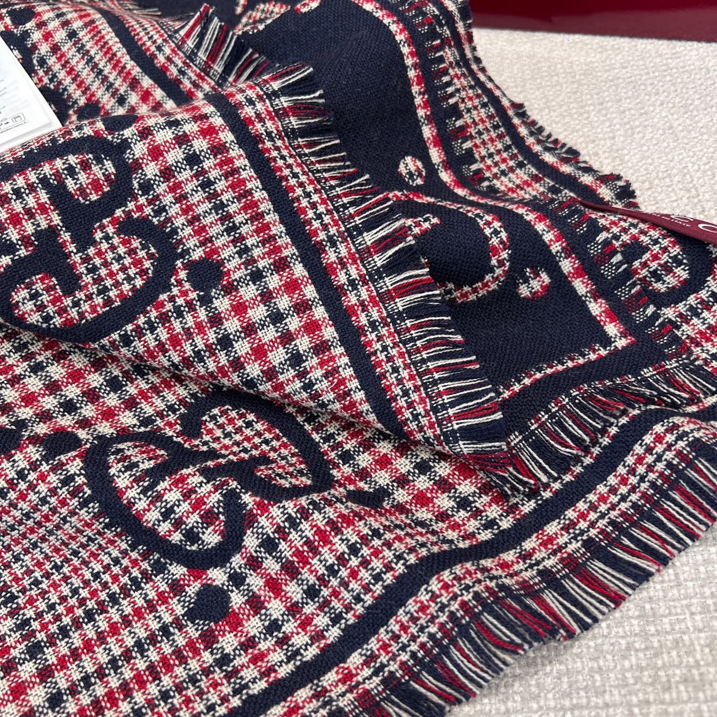 Gvc*1 GG Scarf Navy And Red 71in/180cm ‎660025 4G386 4174