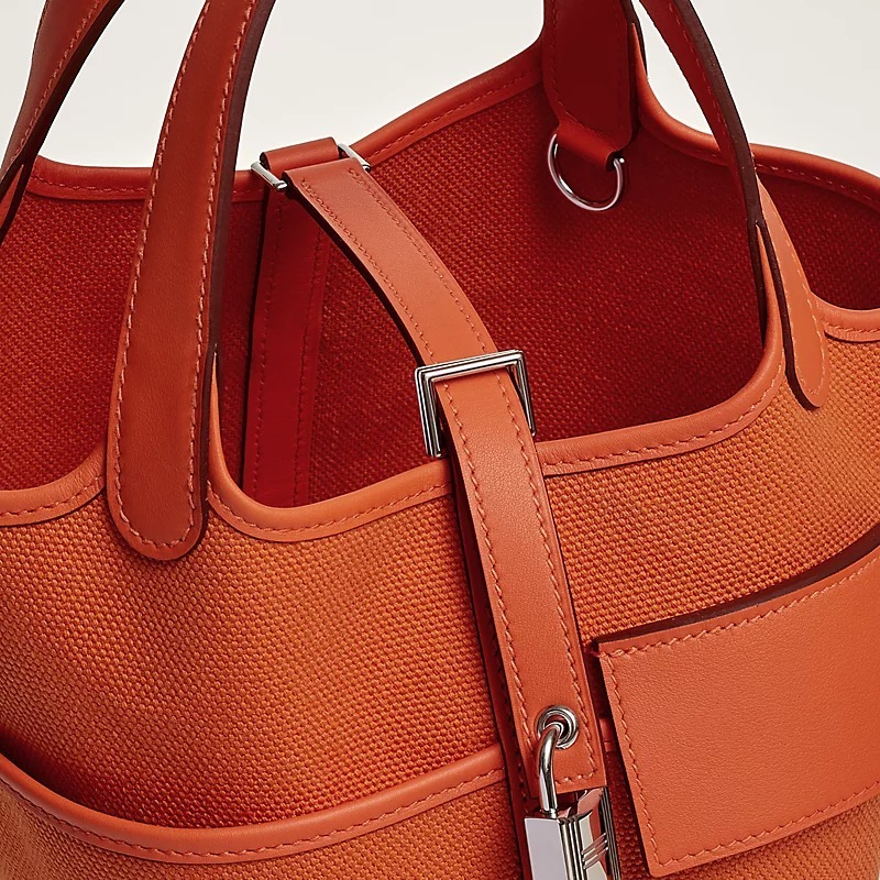 [True-to-ORIGINAL] H**me5 Picotin Lock 18 Pocket Bag Orange For Women 7.1in/18cm H083189CKAL