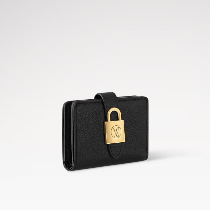 L0vis Vvtt0n Low Key Compact Wallet Black For Women 4.3in/11cm M12408