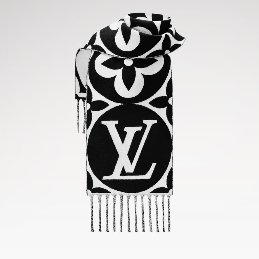 L0vis Vvtt0n LV Medallion Scarf Black 92.5in/235cm M79212