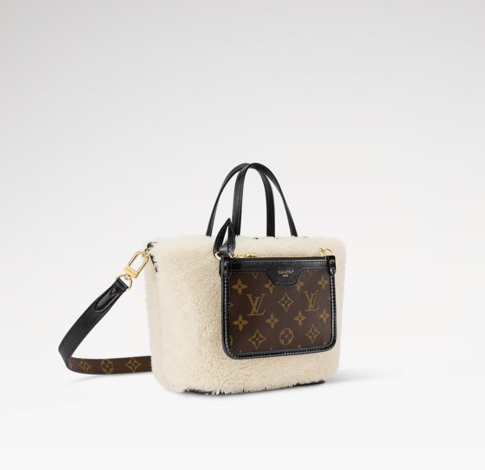 [True-to-ORIGINAL] L0vis Vvtt0n Neverfull Bandoulière Inside Out BB Monogram Shearling For Women 10.4in/26cm M26315